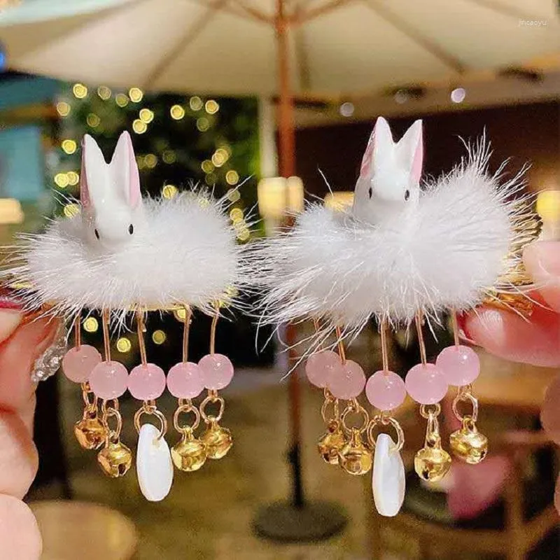 Hair Accessories 2PCS Acrylic Mini Little Girl Hairpin Chinese Style Plush Tassel Sweet Bells Child Grips Children's Series