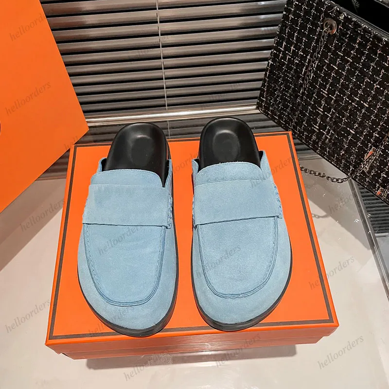 Designer Oran Flat Slippers Fashion Scuffs Leather Slide Favourite Beach Sandals Casual Shoes Clogs Women Sandal With original box