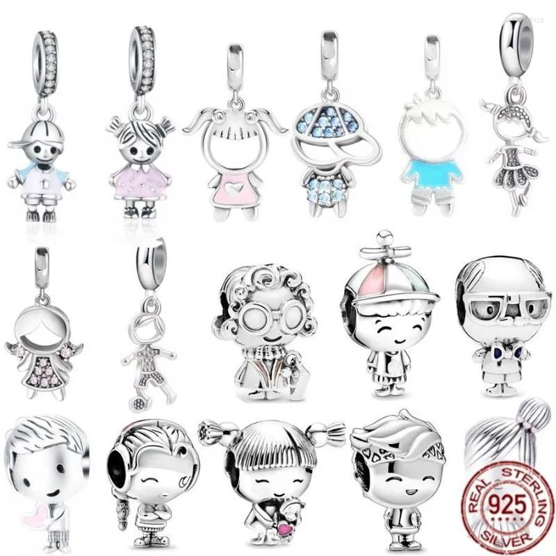 Pietre preziose sciolte Argento 925 Little Girl Boy Girl-Teenager Boy-Teenager Ciondolo Charm Bead Fit Bracciale originale Gioielli fai da te per