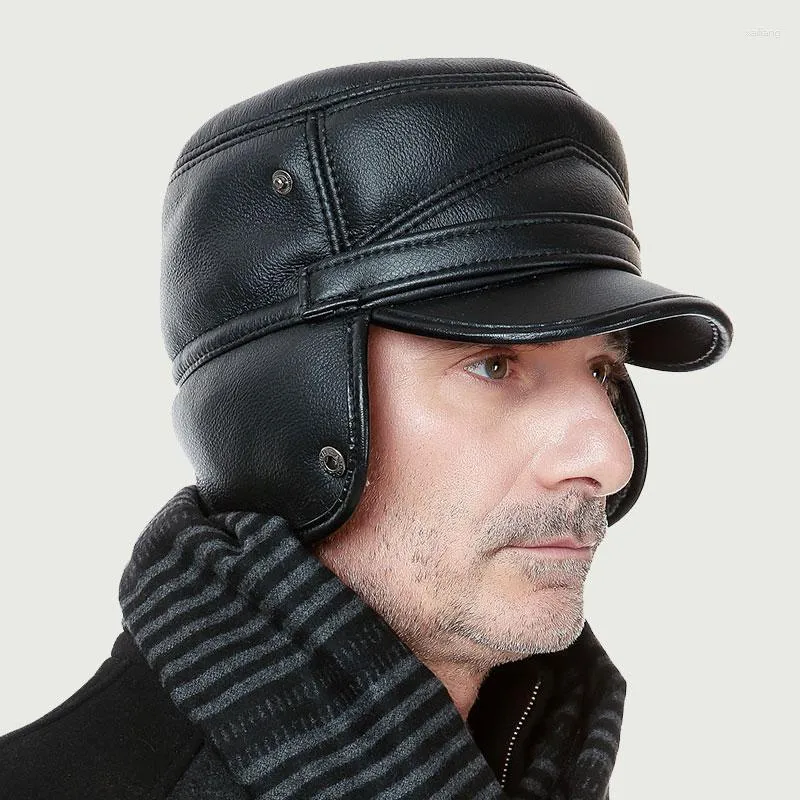 Mens leather caps cheap