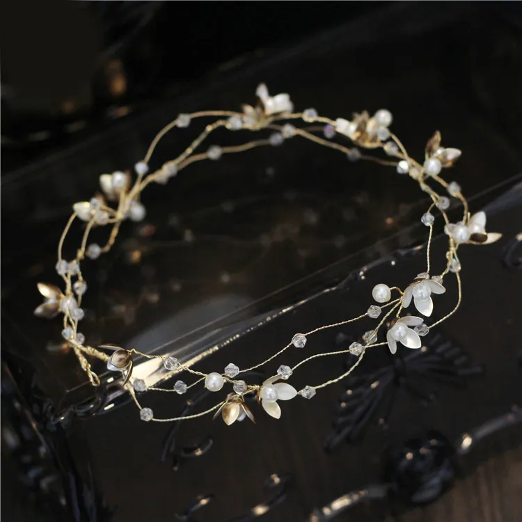 2 Fasce Per Capelli Da Sposa Con Strass E Perle – Diadema Argento, Cerchietto Elastico Per Matrimonio, Damigelle, Festa