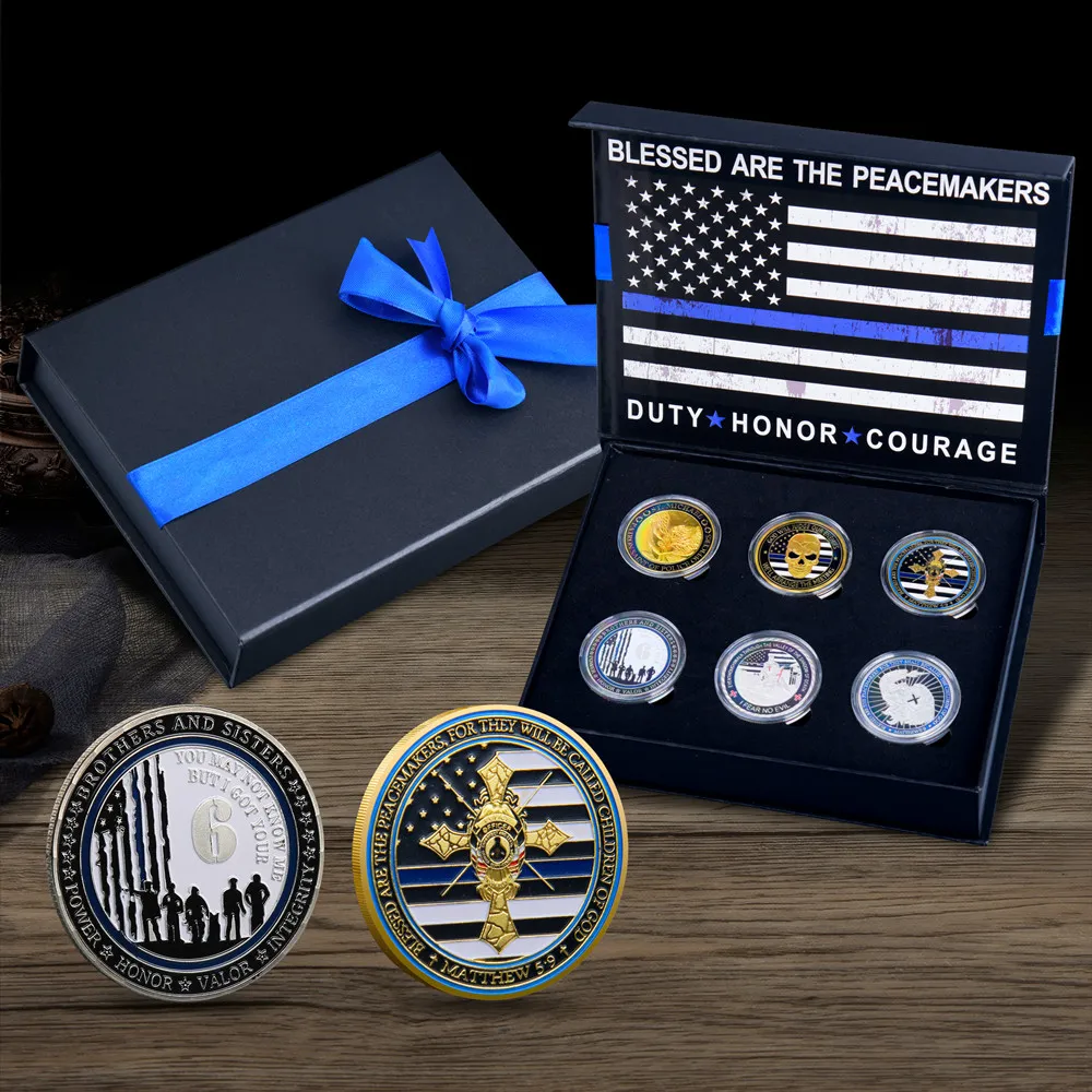 Premium Police Challenge Coins Gift Box United States Law