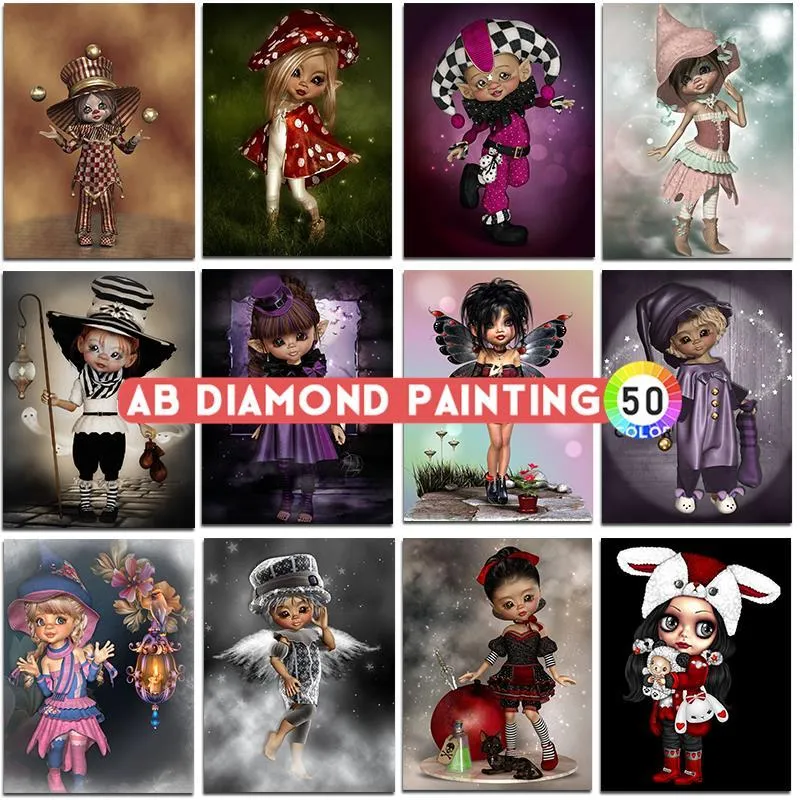 Gardiner ab Diamond Målning Angel Kit Girl Ees Anime Princess 5D DIY Mosaic Brodery Cross Wall Stickers Heminredning