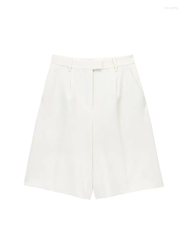 Short Femme Pliss Design Femme Longue D contract Femmes Blanc