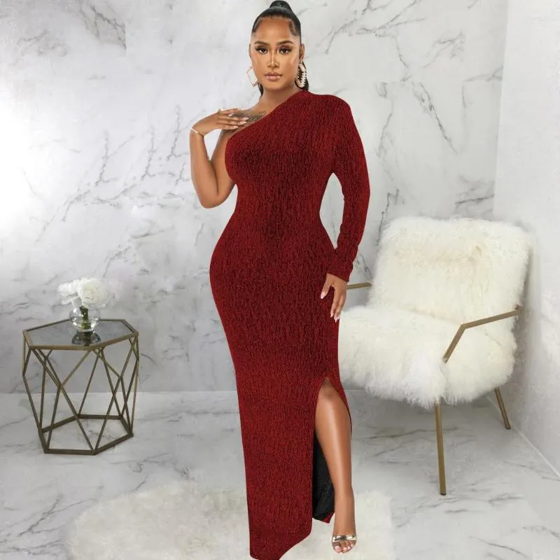 Casual Dresses Autumn Sexy Y2K Clothes Hollow Out O-Neck Long Sleeve Side Slit Bodycon Midi Dress For Women 2023 Club Party Streetwear