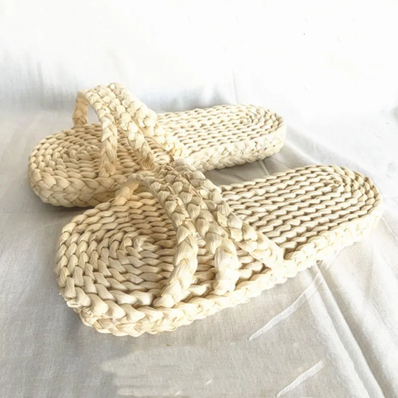 Chinelos CuddlyIIPanda Pure Handmade Sapato de Palha Slides Amigo do Ambiente Home Shoes Massagem Corn Skin 230704