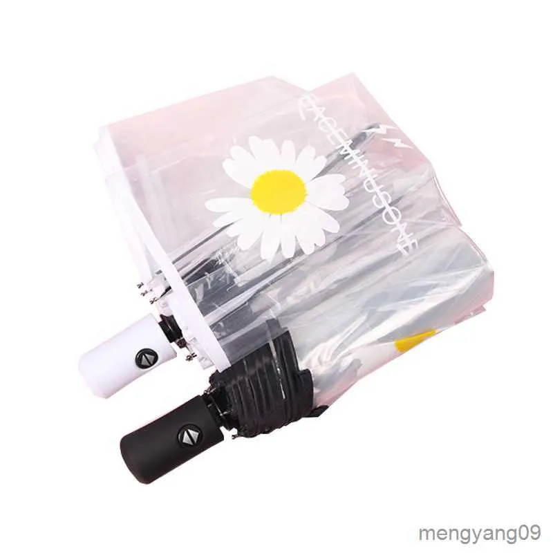 Parapluies Parapluie Transparent Entièrement Automatique Forte Pluie Femmes Soleil Parapluie Voyage Pliant Cadeau Durable Portable Anti Vent Léger R230705