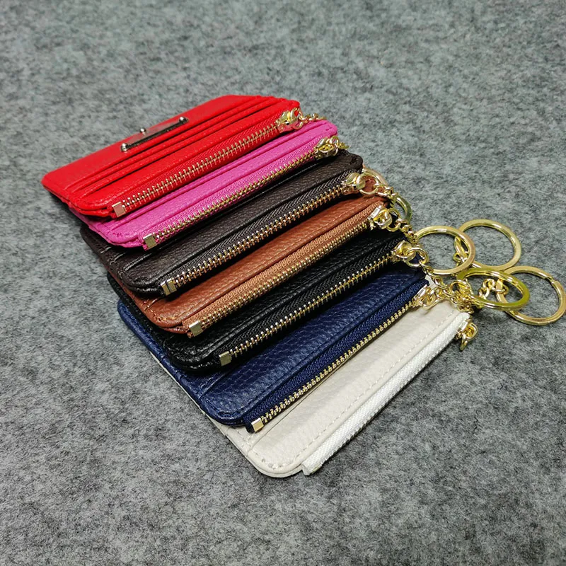 Luxury designer Wallet Damier Coin Purse Keychains Zippy Lady chain Wallets Fold Card Holder Passport Women flower Purses key Pouch 7 colors