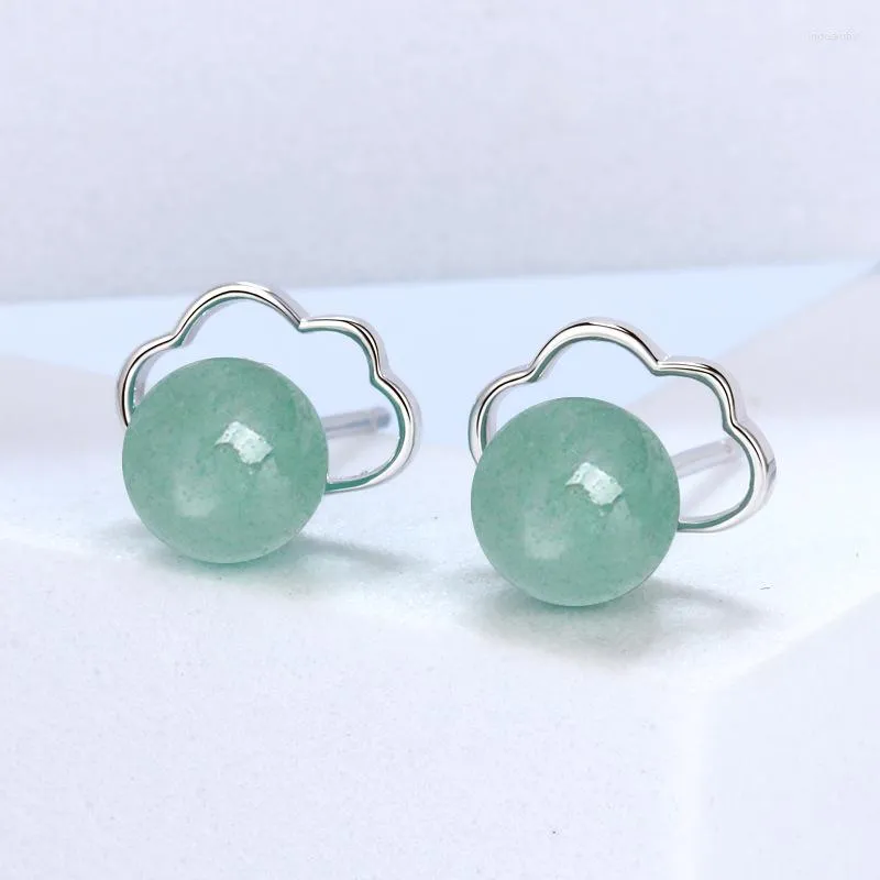 Brincos pendentes Nephrite Jade Bead Verde Acessórios chineses Presente de energia Pedra preciosa de luxo Ear Studs Pedra natural de prata 925