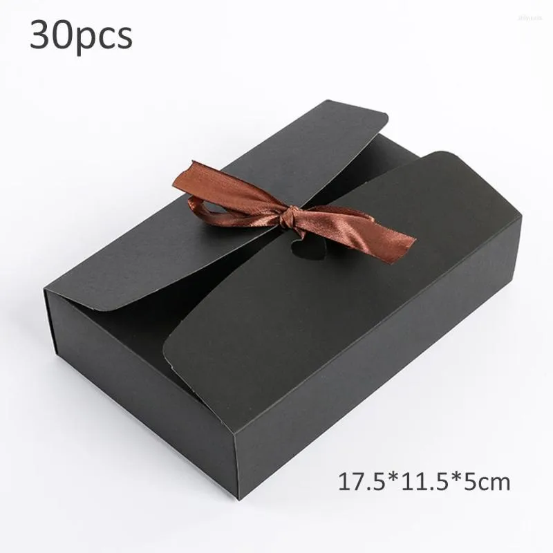 Emballage cadeau 30 pièces boîtes Kraft gâteau bonbons biscuits chocolat bricolage avec ruban boîte de faveur de mariage accueil année paquet décoration