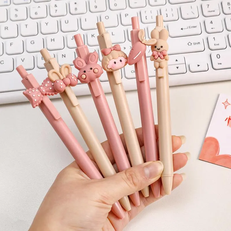 10/20/30pcs Cute Pink Gel Pen Kawaii 0.5mm Black Test Learn Pressure Pens Students School Stationery Writing Office Supplies