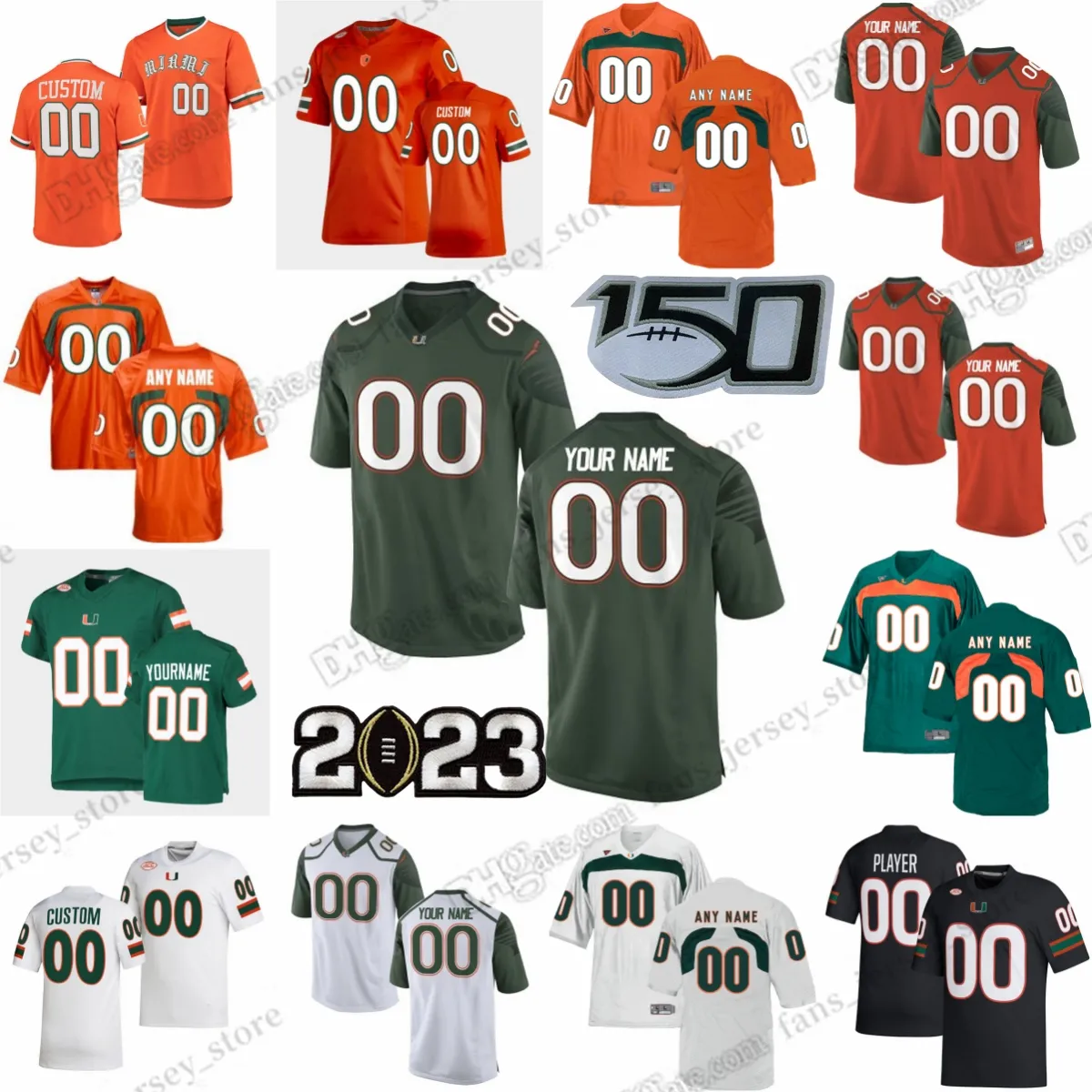 NCAA Custom Stitched Miami Hurricanes Football Jersey 41 Chase Smith 13 Jake Garcia 46 Nick Kelly 88 Jeremy Shockey 3 Mike Harley 31 Phillip Buchanon Any Name Number