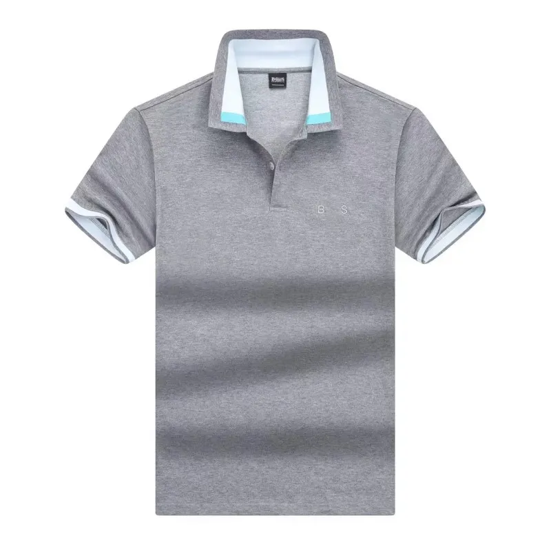 Bos work mens clothes polo shirts for men slim fit Business luxury Short Sleeve mans shirt black White available cotton Breathable tops Size M XXXL