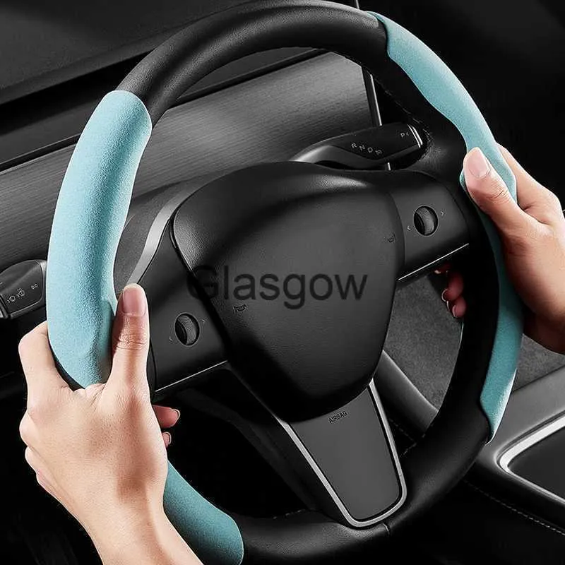 يغطي عجلة القيادة غطاء عجلة القيادة الشتوية لـ Tesla Model 3 Model Y Model S Soft Suede Down Downering Wheel Decoration Interior Decoration X0705