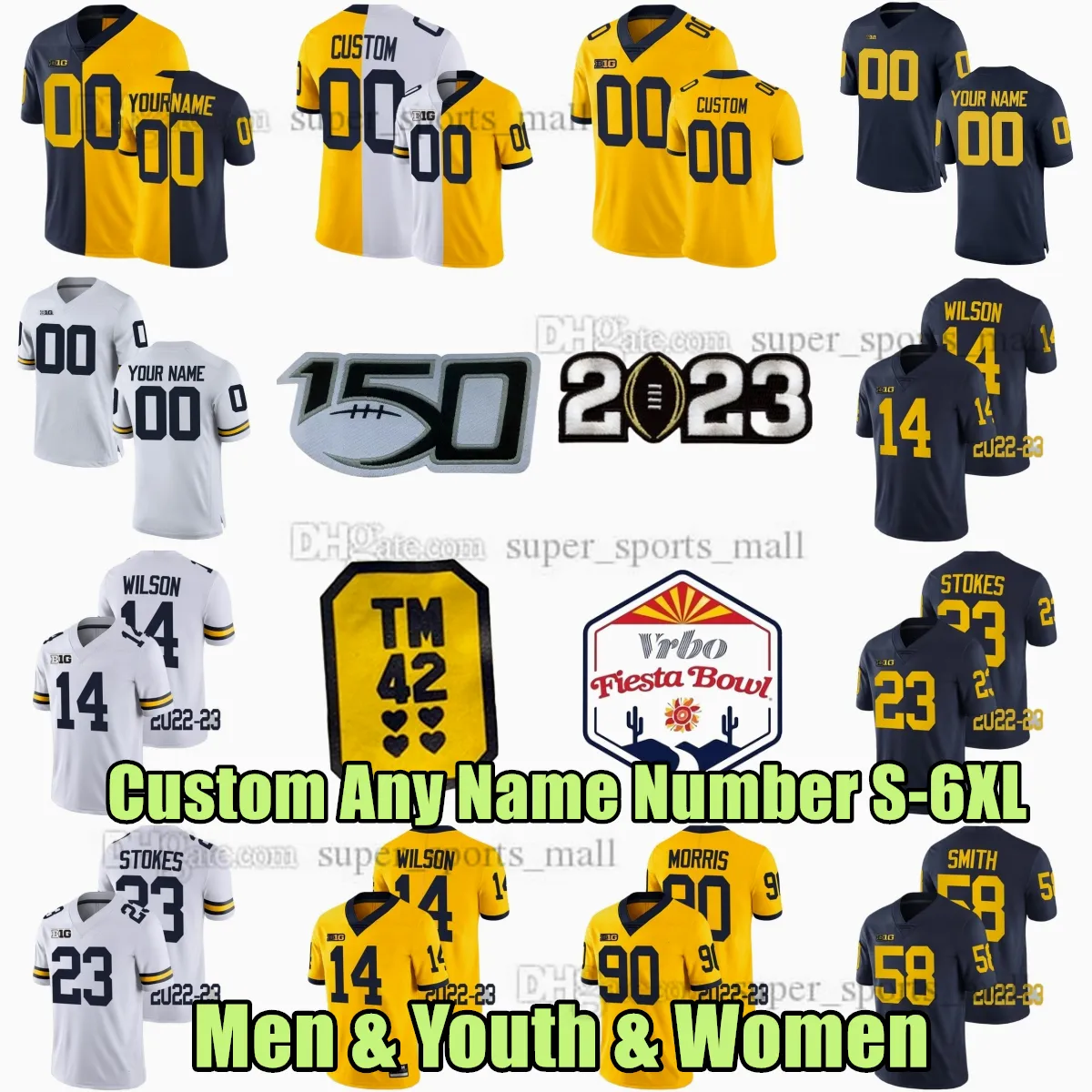 NCAA S-6XL Michigan Wolverines College Football Jerseys 55 Mason Graham 30 Jimmy Rolder 13 Tyler Morris 31 Jalen Perry 18 Colston Loveland 0 Darrius Clemons Stitched