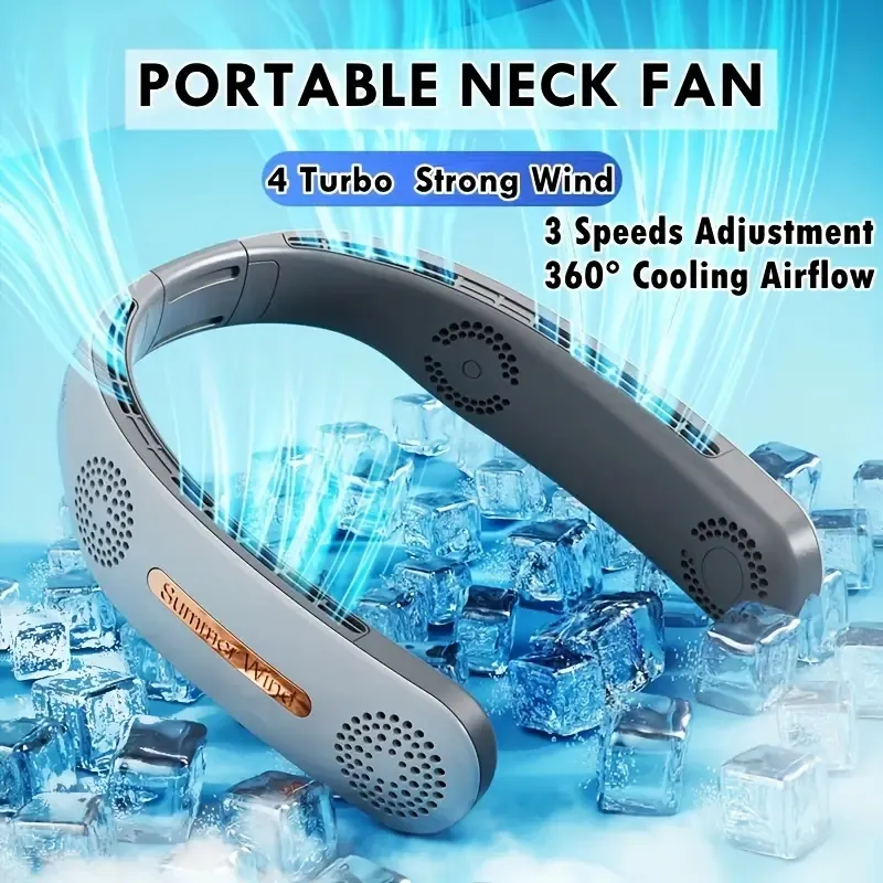 1pc Portable Neck Fan Rechargeable Fan Personal Fan Hands Free Bladeless Neck Fan 3 Speeds Adjustment 360° Cooling USB Wearable Fan Rechargable Hanging Neck Fan