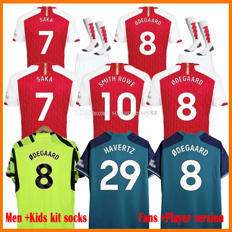 23 24 Smith Rowe Soccer Jerseys G.JESUS SAKA SALIBA Fans Player Version Odegaard Martinelli Jorgenho 2023 2024 Kits de football Chemise Jersey Hommes Enfants Uniformes