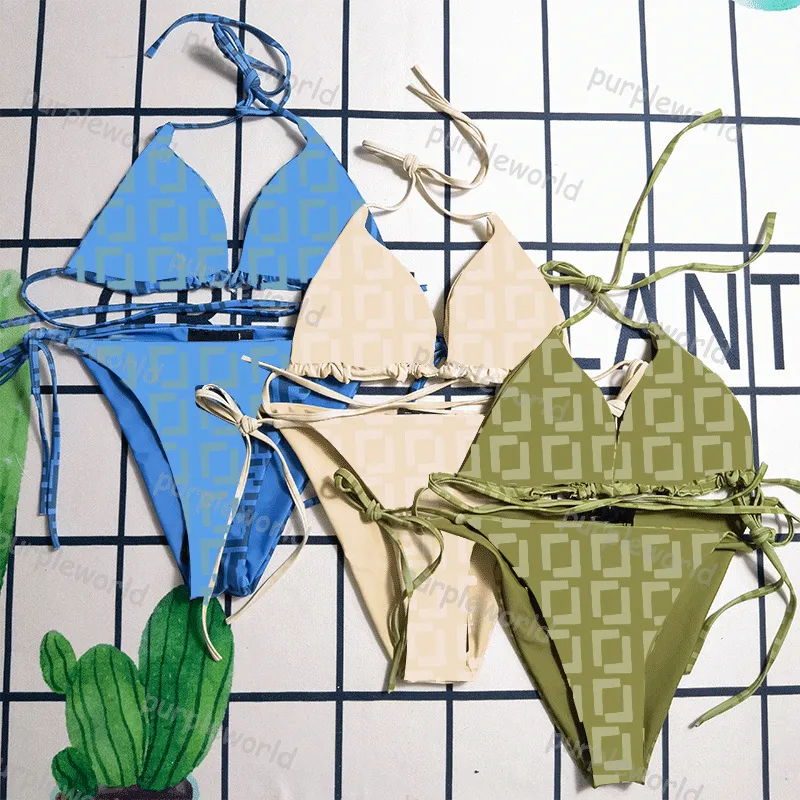 Bikini Ladies Designer Letter Print Traje de baño Traje de baño de verano Playa Traje de baño de lujo Bikini de dos piezas de tres colores