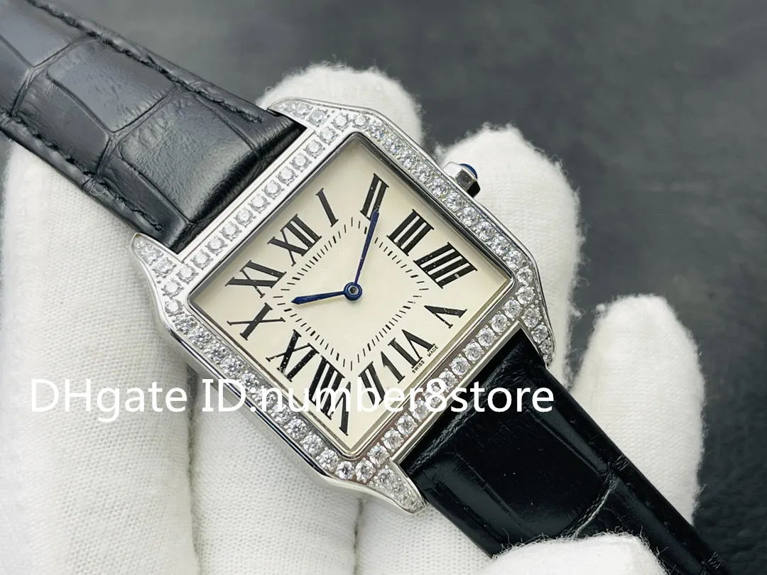 V9 W2006951 Роскошные мужские часы с бриллиантами Швейцарские 9015 Автоматические механические наручные часы с квадратным циферблатом Дизайнерские часы Водонепроницаемый сапфировое стекло Итальянский кожаный ремешок