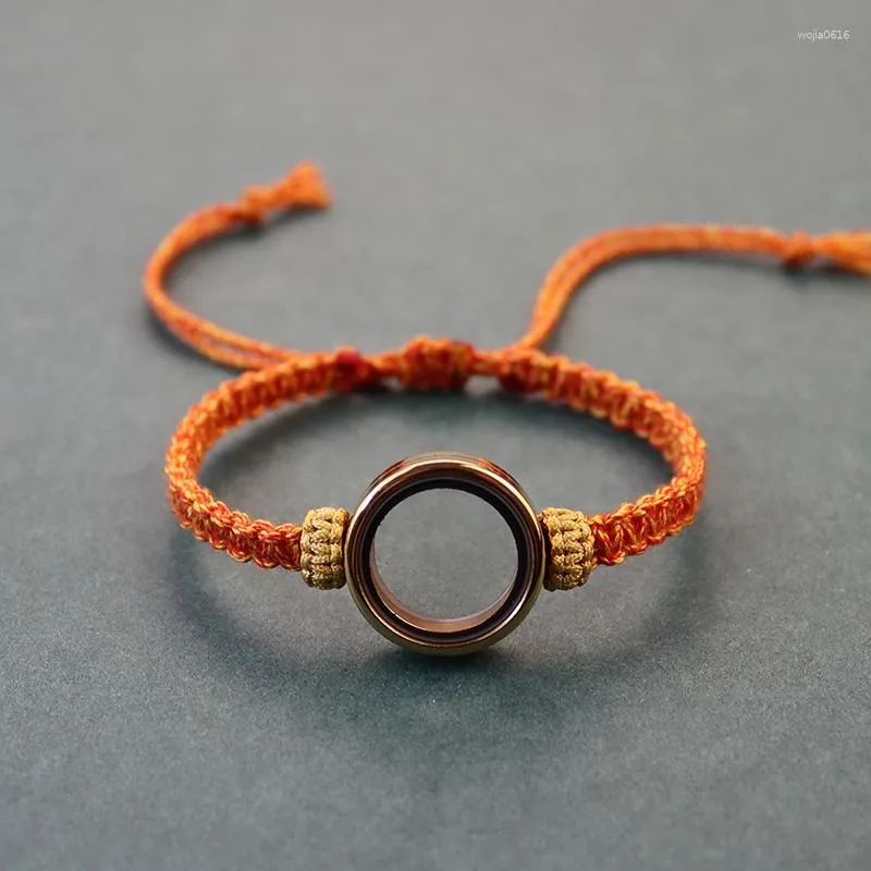 Pulseiras de charme 1 peça 20 mm de aço inoxidável preenchível medalhão de vidro memorial pulseira de lembrança para urna pulseira tibetana feita à mão