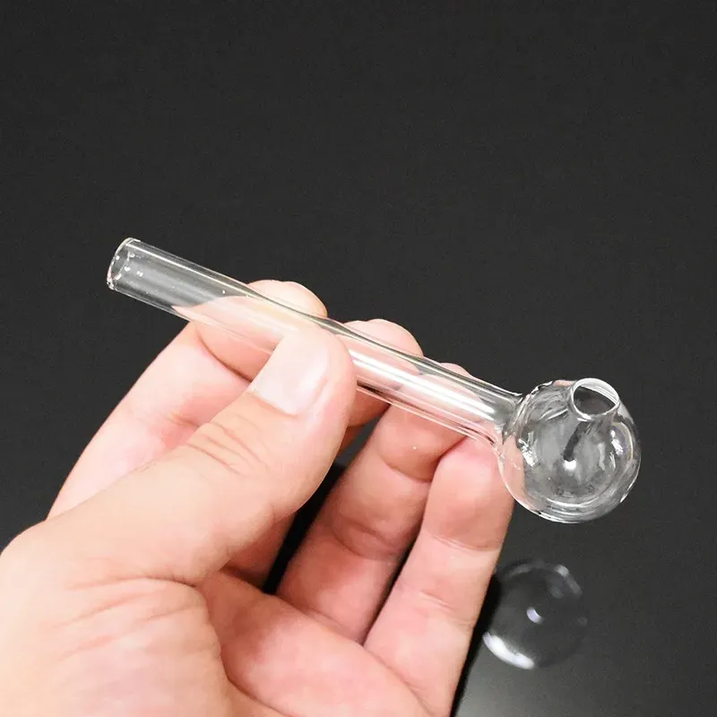 4.1 inch Long Clear Glass Pipes 105mm Length Oil Nail Burning Jumbo Pipe Pyrex Glass Burner Concentrate 10.5cm Thick Transparent durable Smoking Tubes