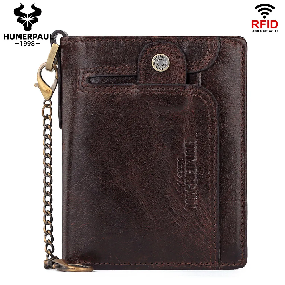 Humerpaul Genuine Leather Men Men Wallet Short Multi Function ID ID حامل بطاقة الائتمان portemonnee جودة عالية الجودة zip coin