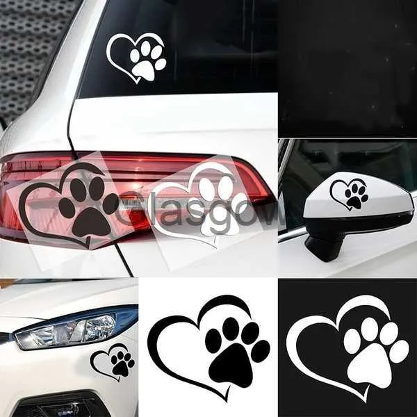 Adesivos de carro Pata de cachorro fofa com coração de pêssego Adesivo de carro de animal de desenho animado Pegar cachorro, gato, amor, animal de estimação, adesivo de carro x0705