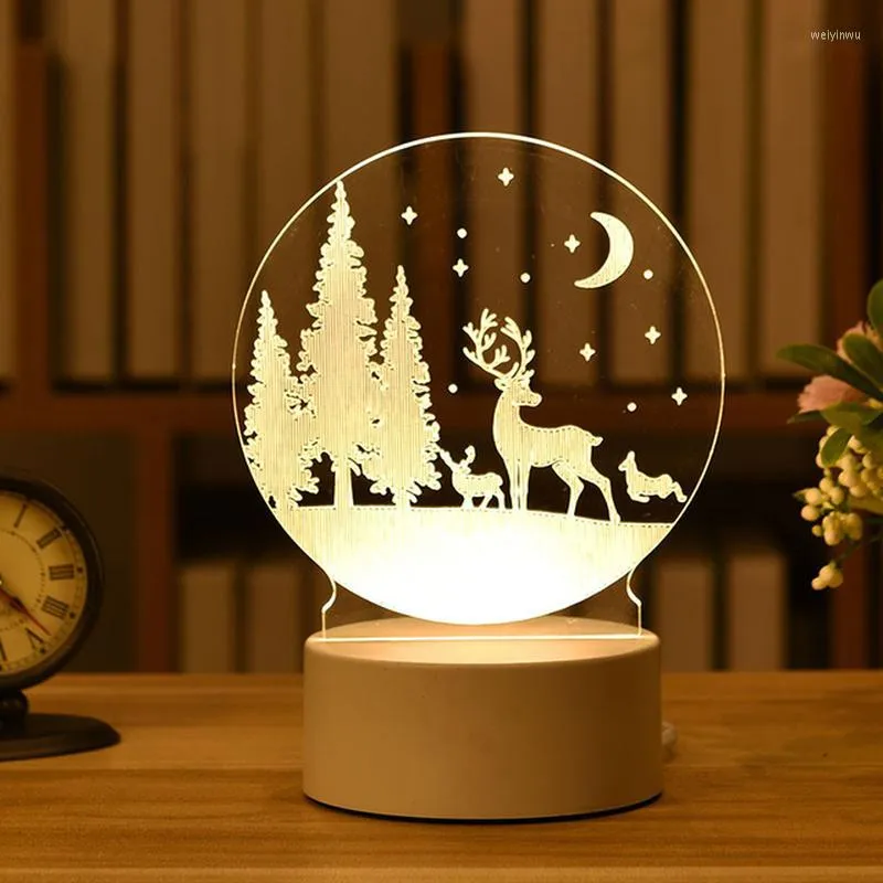 Luci notturne Lampada 3D di Natale Luce da tavolo Ragazzi e ragazze Regalo per le vacanze dell'anno Decorativo Camera da letto Comodino Navidad