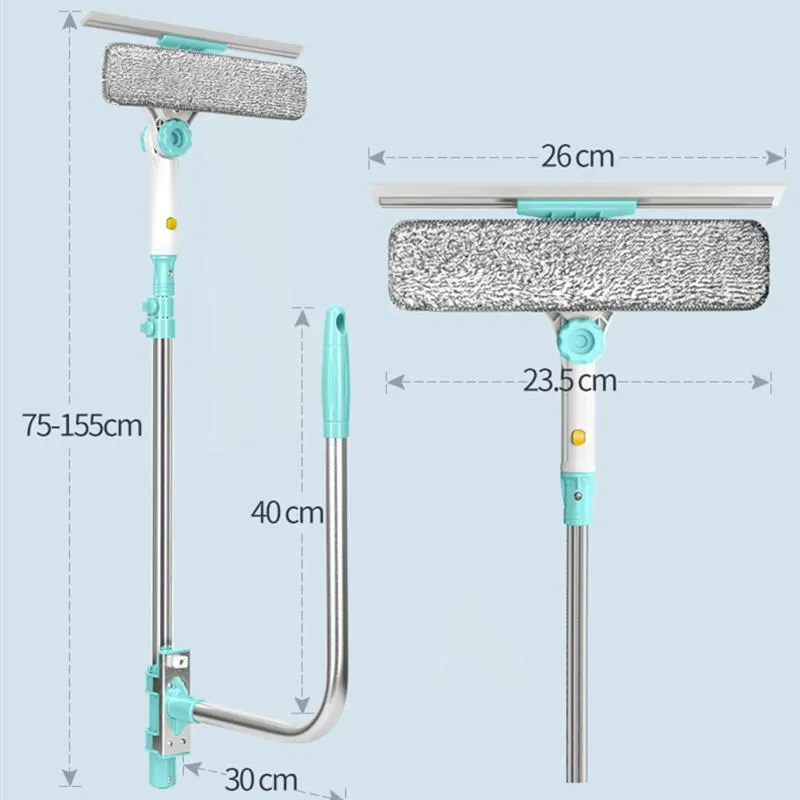 Temizleyiciler extendabl pencere temizleyici hobot binası geri çekilebilir kutup pencere cihazı yıkama toz fırçası çift yüzlü cam spin kazıyıcı silecek