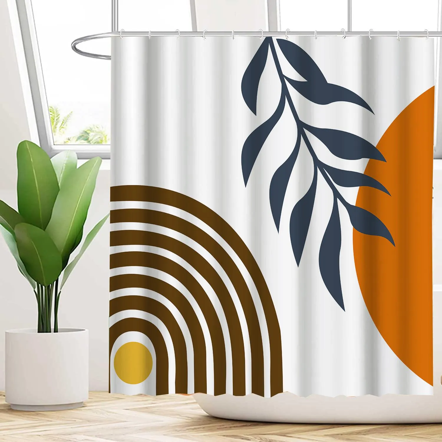 Stitch Nordic Shower Curtain Waterproof Polyester Modern Boho Flower Abstract Pattern Home Decor Tropical Leaves Palm Bathroom Curtain