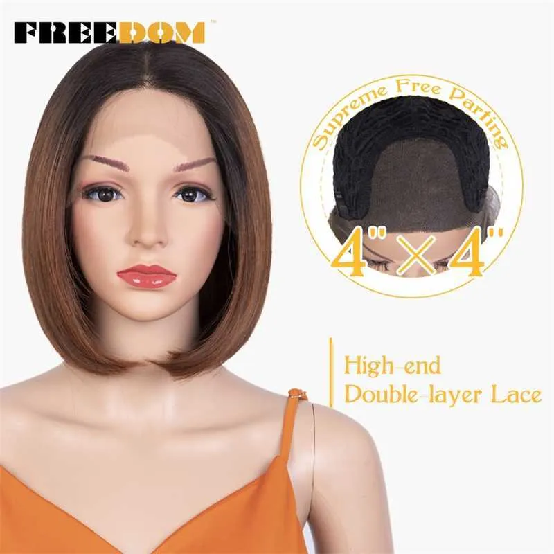 Synthetic Lace Front Wig 12 inch Straight Short Bob Wig 4X4 Lace Wig Blonde Wigs For Black Women Cosplay Wig 230524