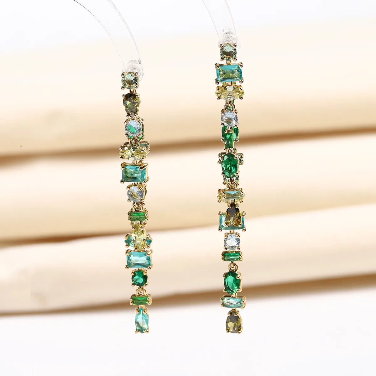 2023 New European Vintage Palace Green Gem Dangle Earring Set Women Fashion 3A Zircon Earrings Charm Female Exquisite Earrings Wedding Party High end Jewelry Gifts