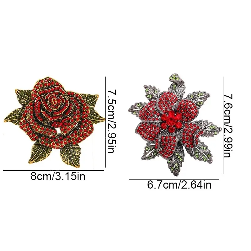 12 Pcs Crystal Rhinestone Brooches - Silver Flower Designs, Small Pins For Crafts & Fashion