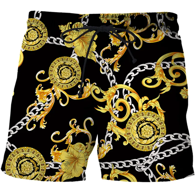 Shorts pour hommes luxueux est chaîne de fer impression 3D mode hommes Shorts été Harajuku Hip Hop loisirs Shorts de plage goutte 230704