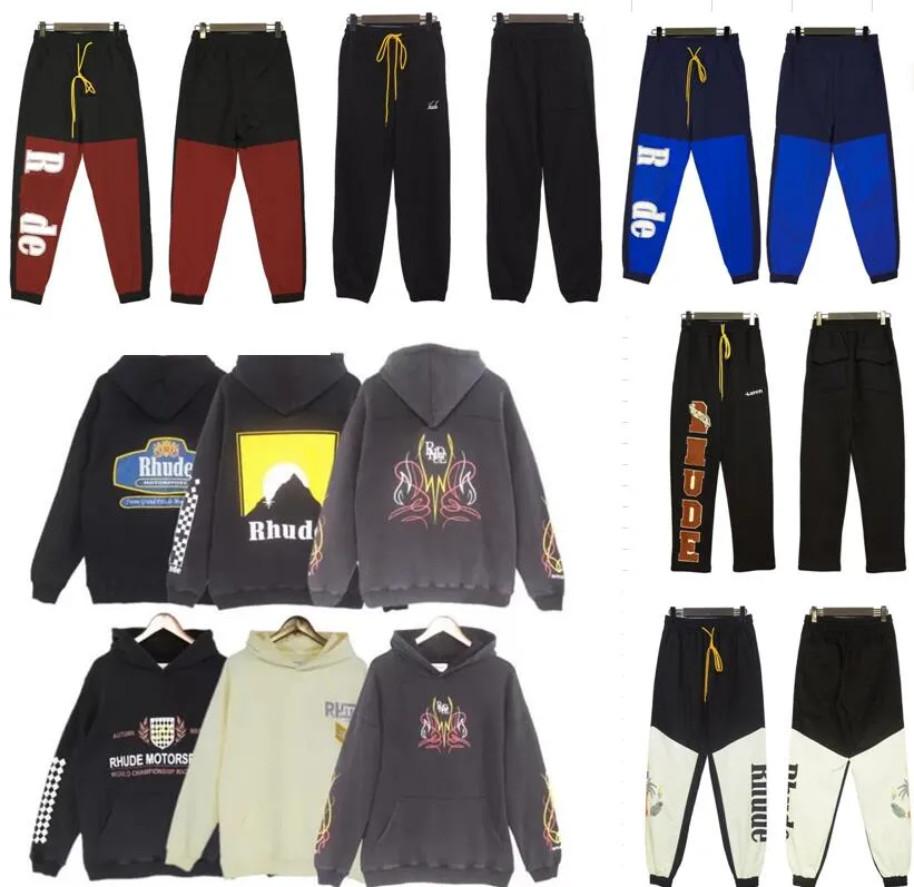 Herr hoodies rhude hoodie brev tryck långärmad mode män kvinnor tröjor lyx tröja hip hop hoodies lyx varumärke tröjor oss storlek storlek