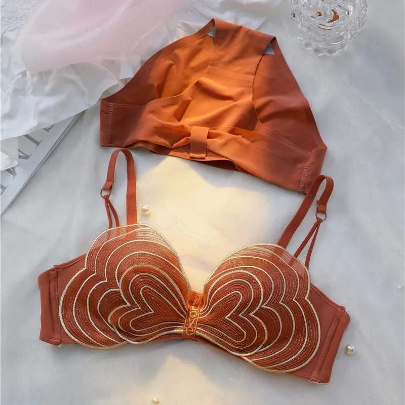 Green Roseheart Wireless Bra Set Back For Women Sexy Push Up Lingerie With  Cotton Panties And Bralette Underwear From Micandy, $16.2