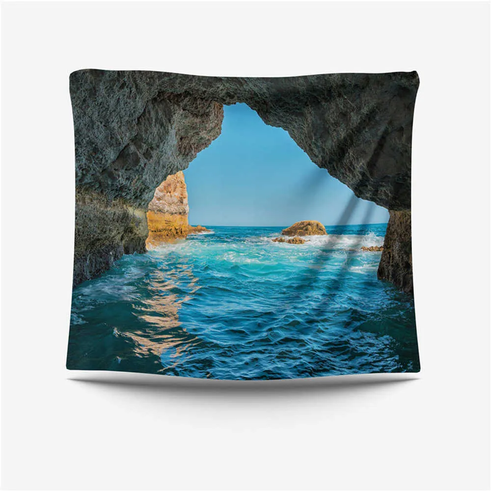 Arazzi Spiaggia Vista Mare Appeso a Parete Arazzo Sfondo Decorazione Panno Dormitorio Camera da Letto Soggiorno Coperta Decorativa