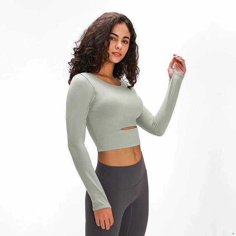 lulus luyogasports lu-01 Yoga-Sport-BH für Damen, Fitnessstudio, Fitnesskleidung, langärmeliges T-Shirt, gepolstert, halbe Länge, schmales, sportliches Workout-Top D3