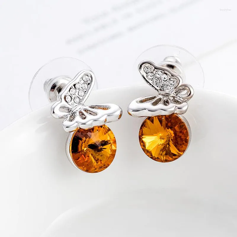 Stud Earrings ER-00451 Genuine Austrian Crystal Jewlery Silver Plated Luxury Butterfly For Women 2023 Trending Valentine's Day Gifts
