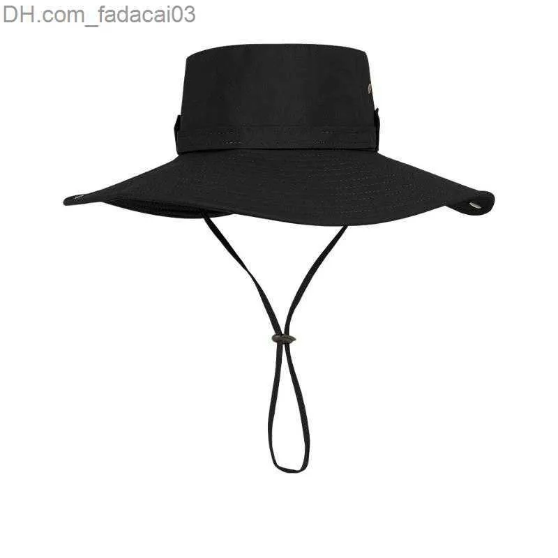 Breathable Anti UV Wide Brim Bucket Hat With String For Men