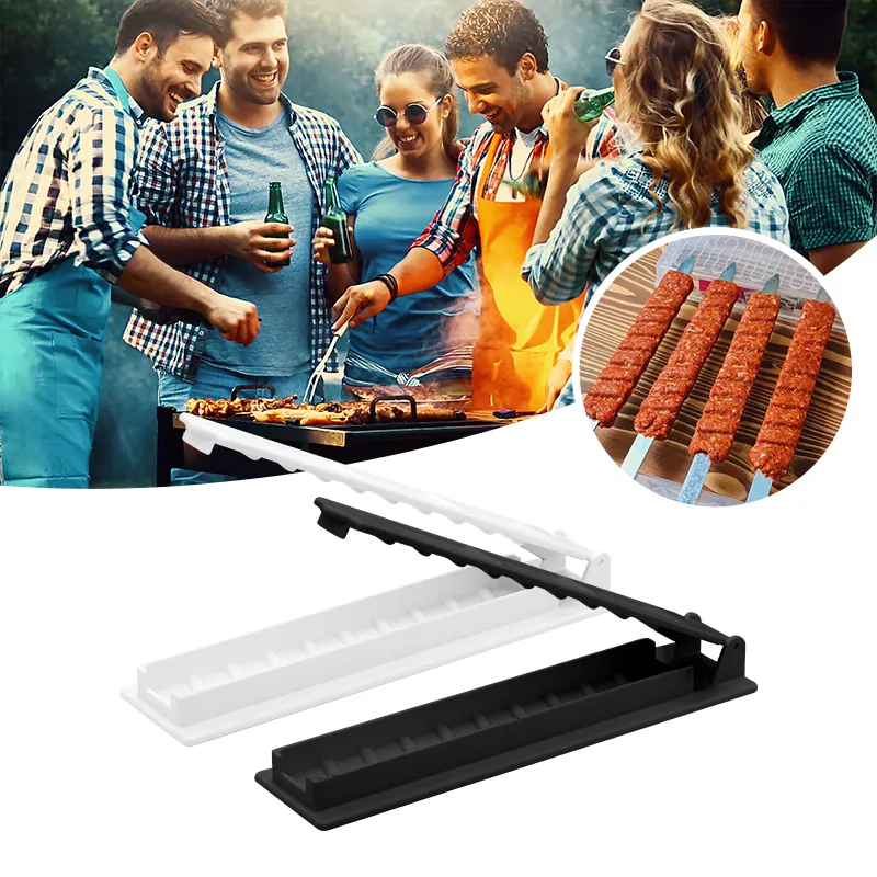 BBQ Grills Single Row Kebab Maker Bbq Meat Skewer Machine KebabPressMaker Reusable Plastic Preparation Tools 230704