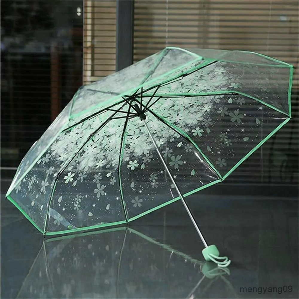 Paraplyer Genomskinliga paraplyer Vindtäta damer herr Anti-UV Sun Cherry Blossom Paraply Regn Dam Present Parasoll Regnkläder R230705