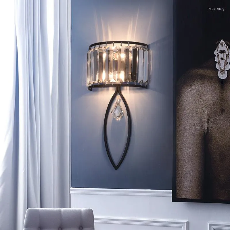 Wall Lamps Modern Crystal LED Lamp Parlor Bedroom TV Sconce Lighting Surface Mount Aisle Living Room Lights Decoration