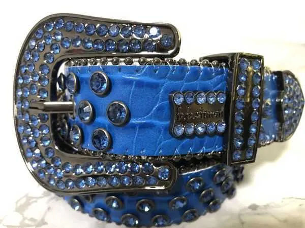 Designer BB Belt Belt BB Simon Belt Mens Belt för kvinnor Shiny Diamond Belt Black On Black Blue White Multicolour With Bling Rhinestones As Gift Midjeband Midjan W4