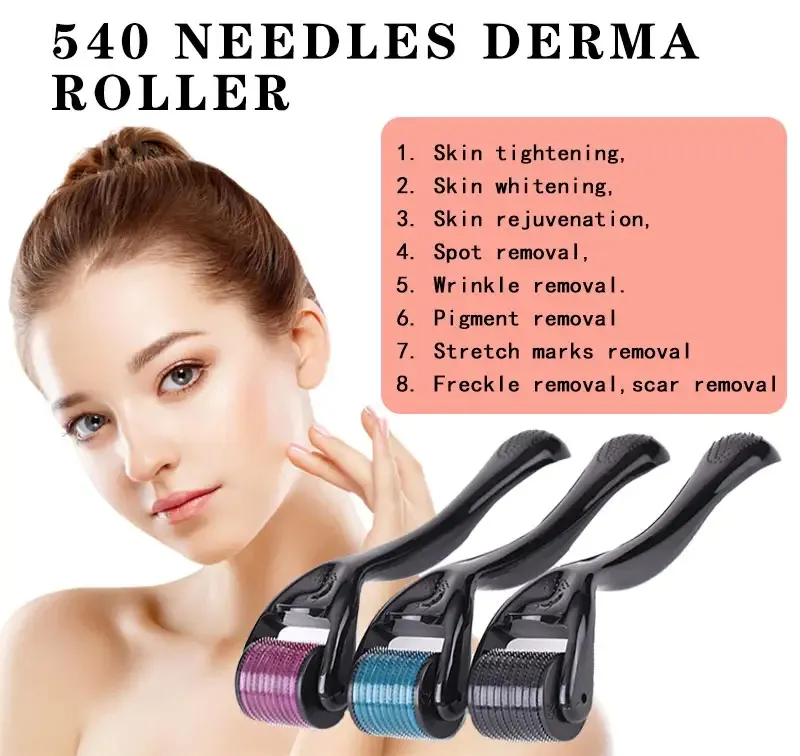 Rouleau de soins de la peau 540 Titanium Micro Needle Black 0.5 0.25mm Derma Roller