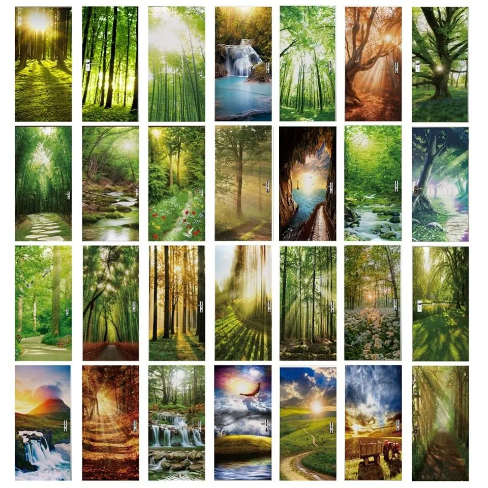 Gerechten 3d behang voor deur zelfklevende jungle bos muurstickers entree veranda decor poster home design decoratieve vinyls sticker