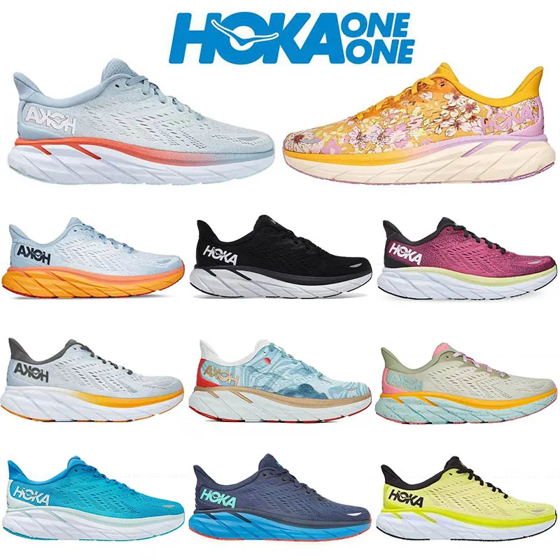 Hoka Bondi 8 Clifton Athletic Shoes Runner Hokas Carbon x2 Triple Black White Light Orange Sports Designer Men Women Trainers Lifestyle Shock Absorption dhgate 36-45