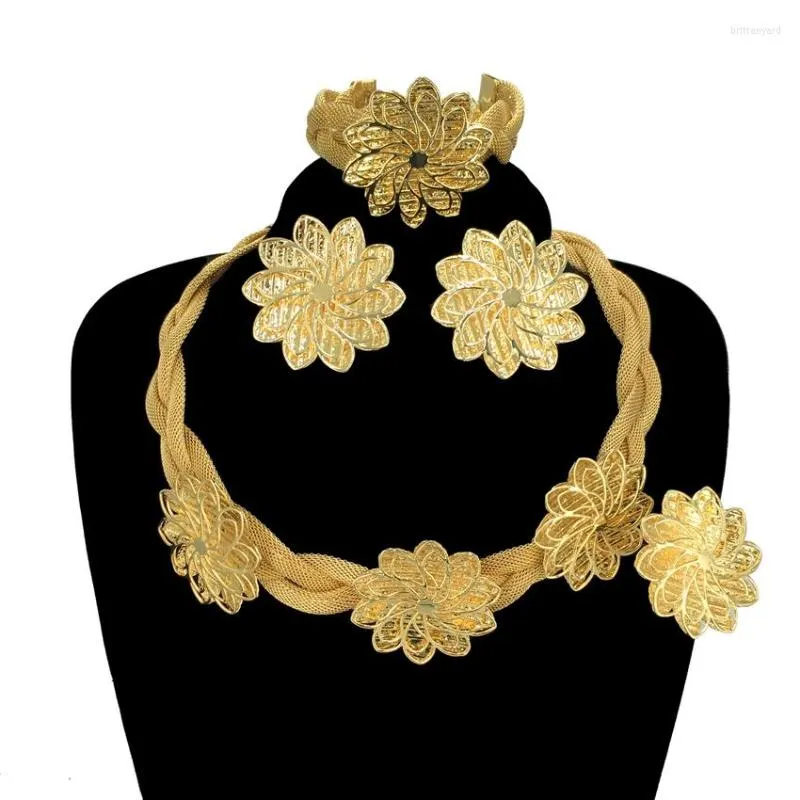 Colar Brincos Conjunto Feminino Banquete Namoro Acessório Casamento Moda Africana Dubai Colares Brasileiros Pulseiras Anel FHK14224