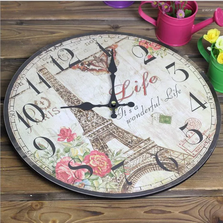 Wall Clocks Clock Eiffel Tower Retro Style Motif: Paris France 30.5 Cm