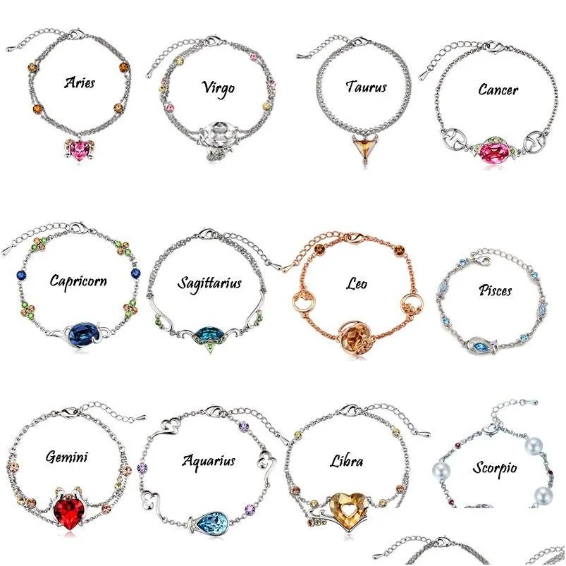 Manschette 12 Konstellationen Kristall Charm Armbänder Retro Armband Armreifen Für Frauen Europäischen Modeschmuck Drop Lieferung Dhaiw